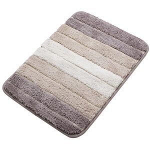 Microfiber Striped Bathroom Rugs Floor Machine Washable 16" x 24" Khaki